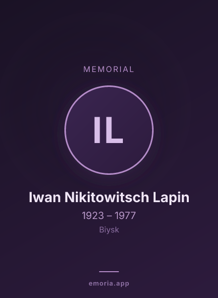 Memorial portrait of Iwan Nikitowitsch Lapin