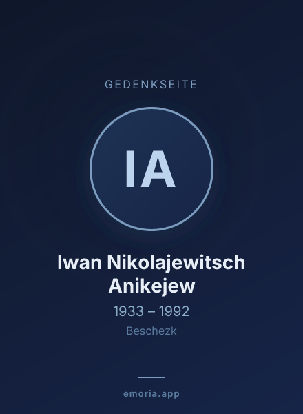 Gedenkportrait von Iwan Nikolajewitsch Anikejew