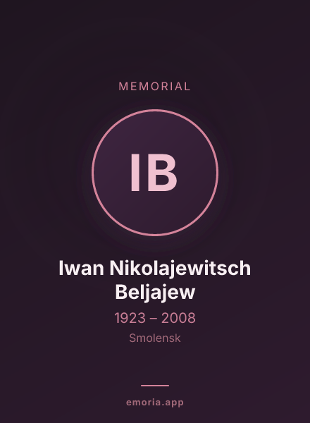 Memorial portrait of Iwan Nikolajewitsch Beljajew