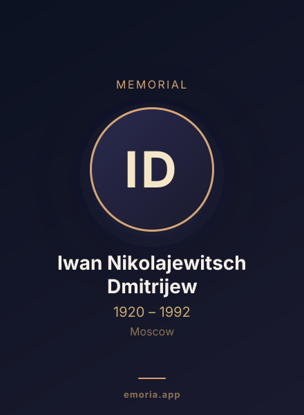 Memorial portrait of Iwan Nikolajewitsch Dmitrijew