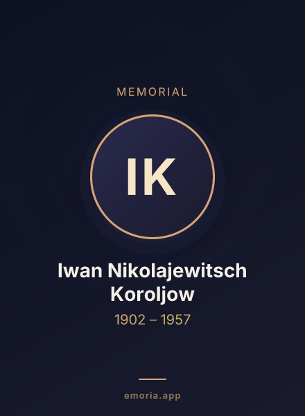 Memorial portrait of Iwan Nikolajewitsch Koroljow