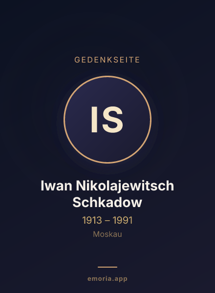 Gedenkportrait von Iwan Nikolajewitsch Schkadow