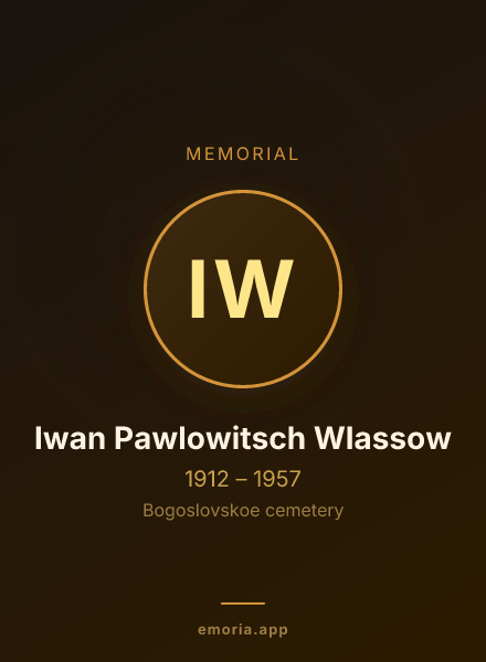 Memorial portrait of Iwan Pawlowitsch Wlassow