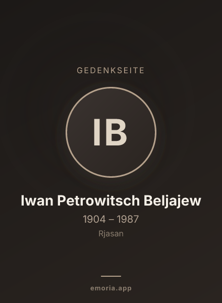 Gedenkportrait von Iwan Petrowitsch Beljajew