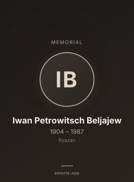 Memorial portrait of Iwan Petrowitsch Beljajew