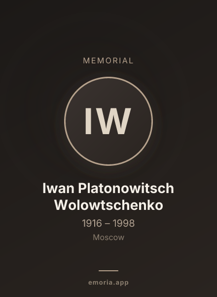 Memorial portrait of Iwan Platonowitsch Wolowtschenko