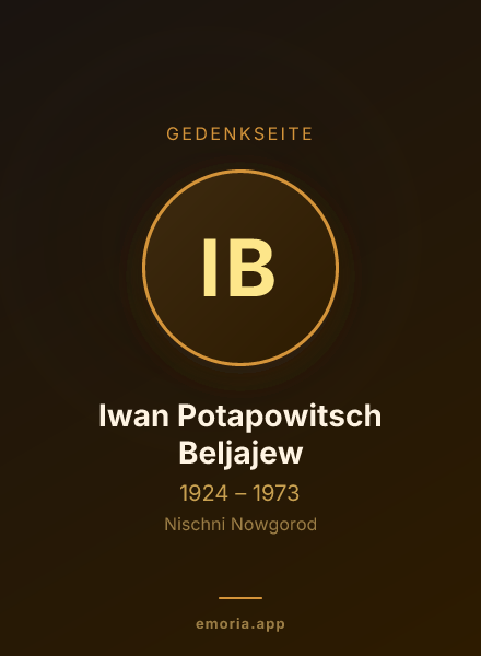 Gedenkportrait von Iwan Potapowitsch Beljajew