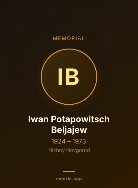 Memorial portrait of Iwan Potapowitsch Beljajew