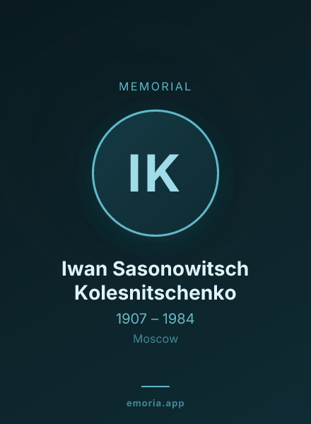 Memorial portrait of Iwan Sasonowitsch Kolesnitschenko