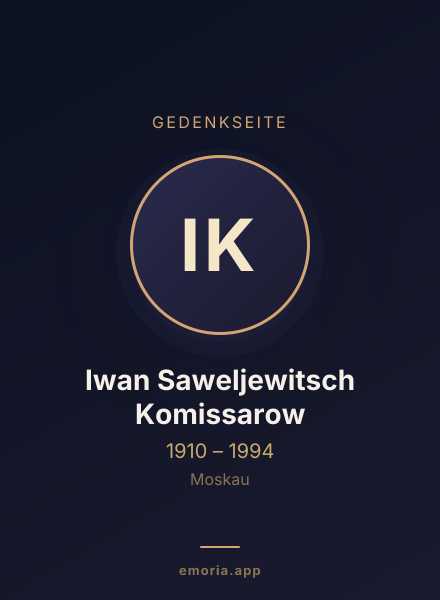 Gedenkportrait von Iwan Saweljewitsch Komissarow