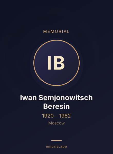 Memorial portrait of Iwan Semjonowitsch Beresin