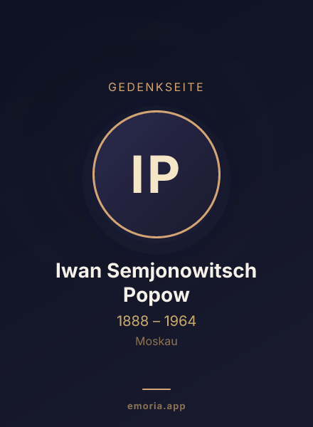 Gedenkportrait von Iwan Semjonowitsch Popow