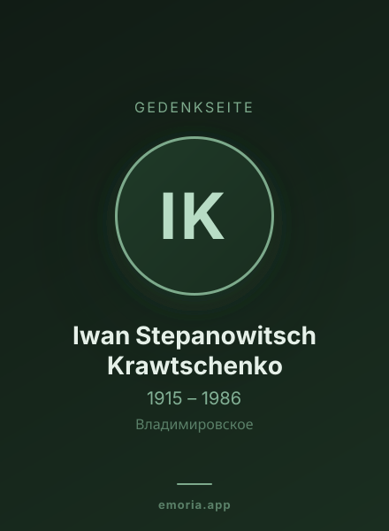 Gedenkportrait von Iwan Stepanowitsch Krawtschenko
