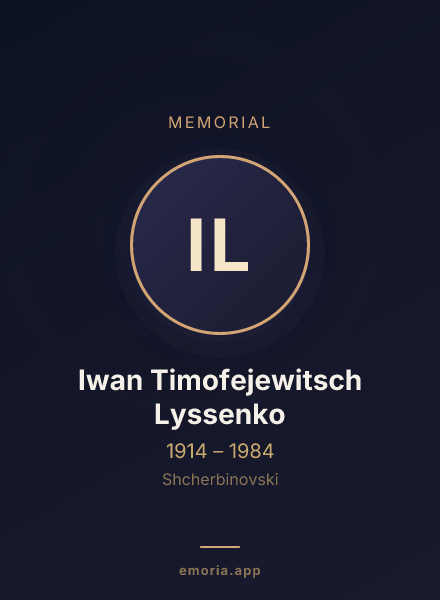 Memorial portrait of Iwan Timofejewitsch Lyssenko