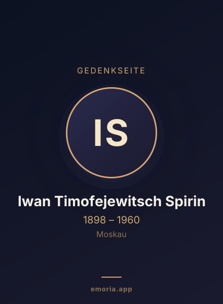 Gedenkportrait von Iwan Timofejewitsch Spirin