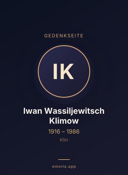Gedenkportrait von Iwan Wassiljewitsch Klimow