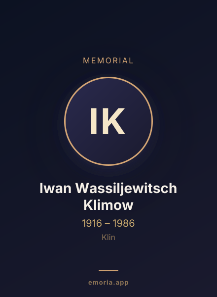 Memorial portrait of Iwan Wassiljewitsch Klimow