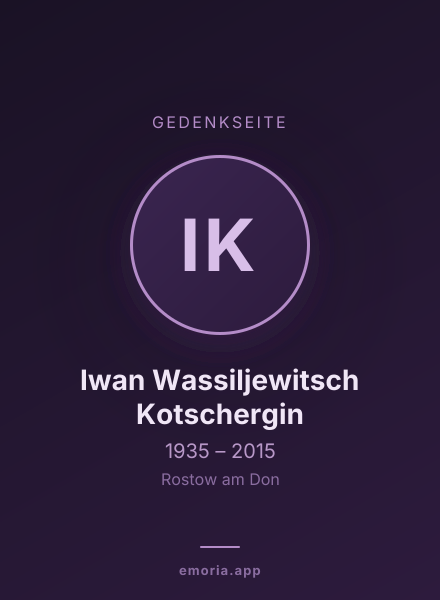 Gedenkportrait von Iwan Wassiljewitsch Kotschergin