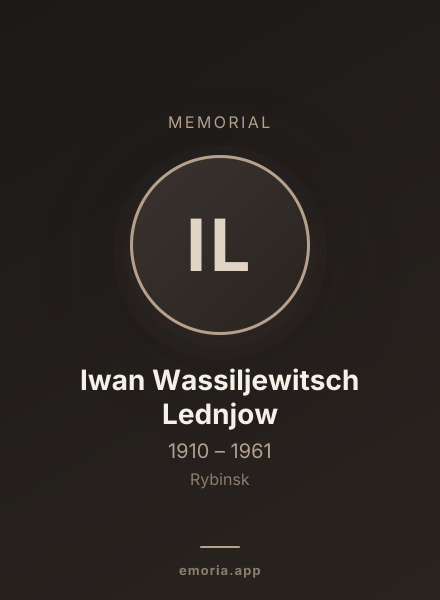 Memorial portrait of Iwan Wassiljewitsch Lednjow