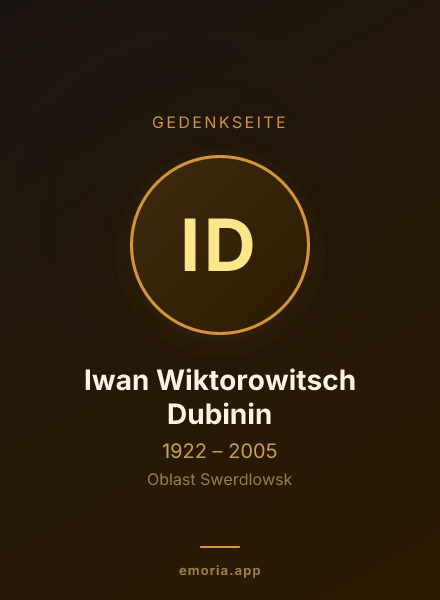 Gedenkportrait von Iwan Wiktorowitsch Dubinin