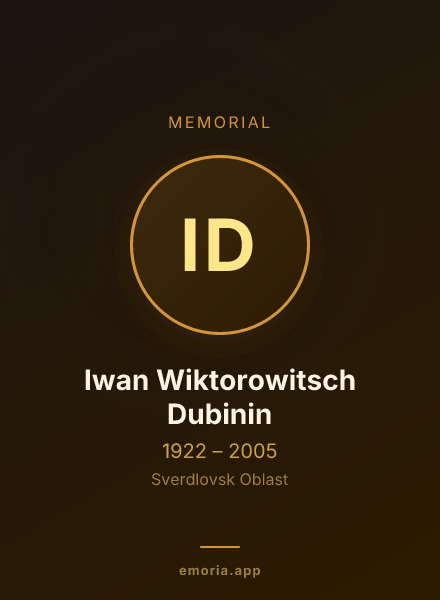 Memorial portrait of Iwan Wiktorowitsch Dubinin