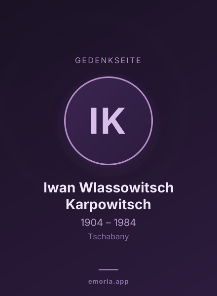Gedenkportrait von Iwan Wlassowitsch Karpowitsch