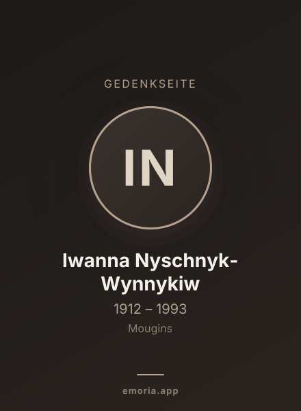 Gedenkportrait von Iwanna Nyschnyk-Wynnykiw