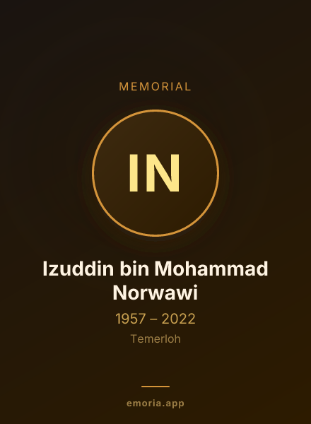 Memorial portrait of Izuddin bin Mohammad Norwawi