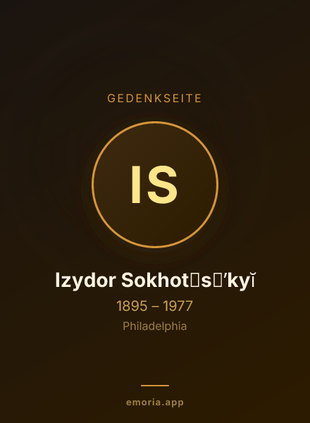 Gedenkportrait von Izydor Sokhot︠s︡ʹkyĭ