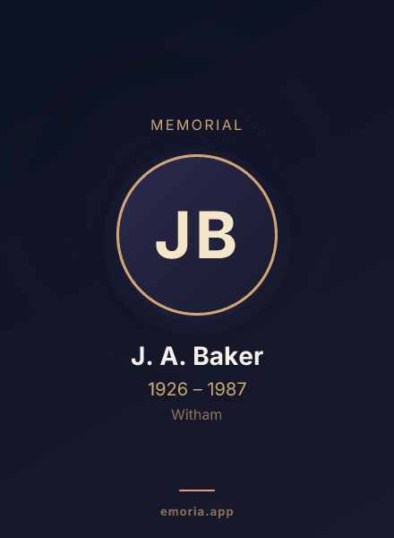 Memorial portrait of J. A. Baker