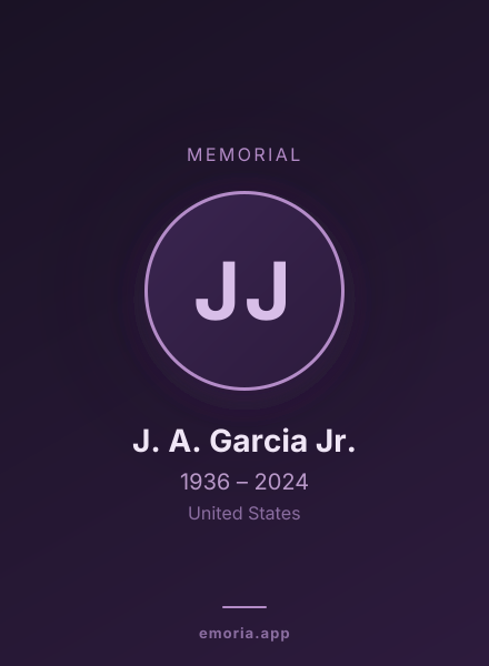 Memorial portrait of J. A. Garcia Jr.