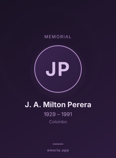 Memorial portrait of J. A. Milton Perera