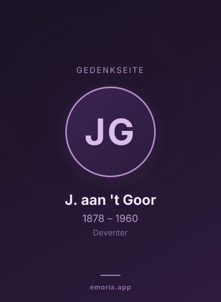 Gedenkportrait von J. aan 't Goor