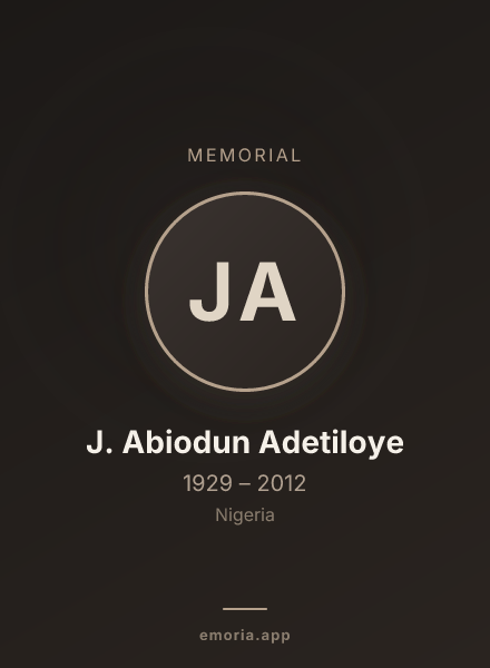 Memorial portrait of J. Abiodun Adetiloye
