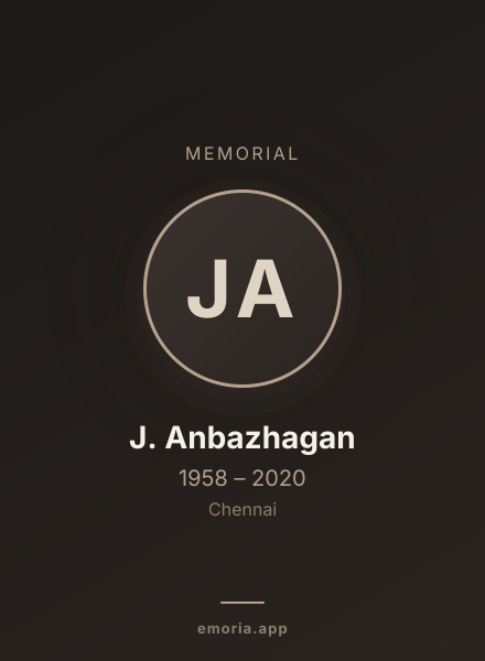 Memorial portrait of J. Anbazhagan