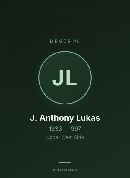 Memorial portrait of J. Anthony Lukas