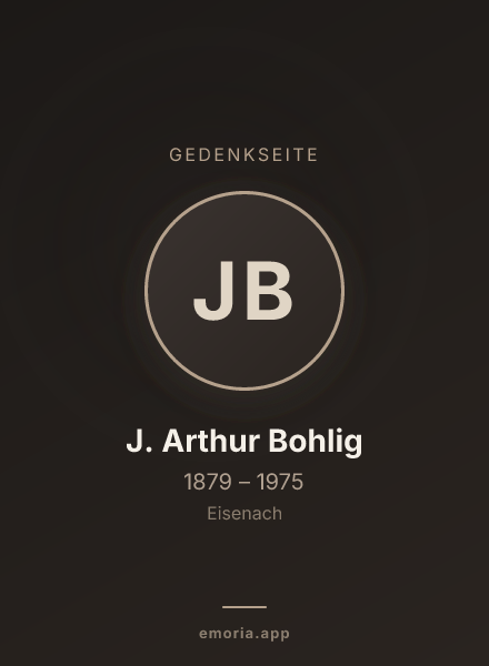 Gedenkportrait von J. Arthur Bohlig
