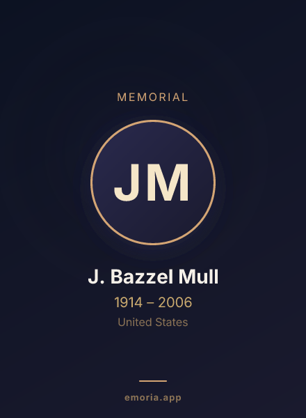 Memorial portrait of J. Bazzel Mull