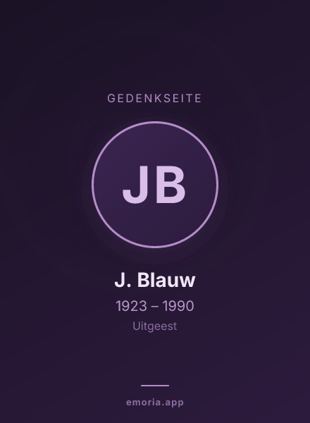 Gedenkportrait von J. Blauw