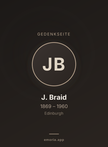Gedenkportrait von J. Braid