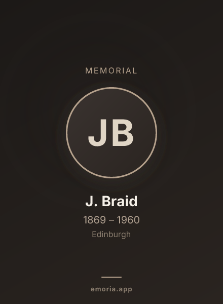Memorial portrait of J. Braid