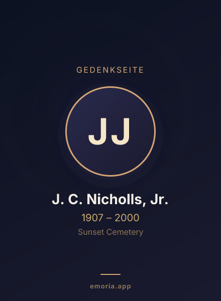 Gedenkportrait von J. C. Nicholls, Jr.