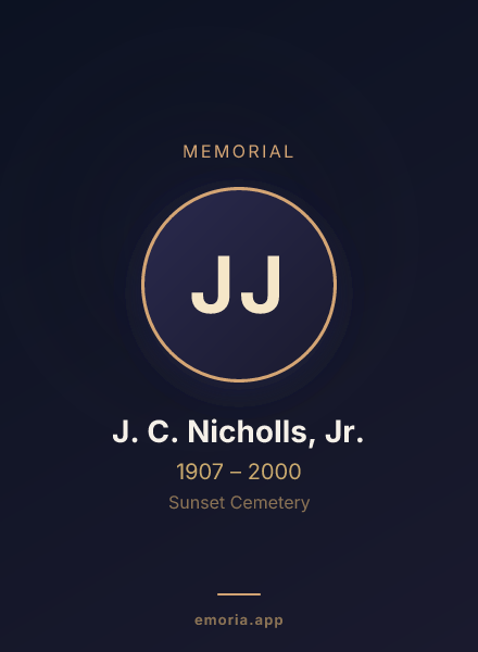 Memorial portrait of J. C. Nicholls, Jr.