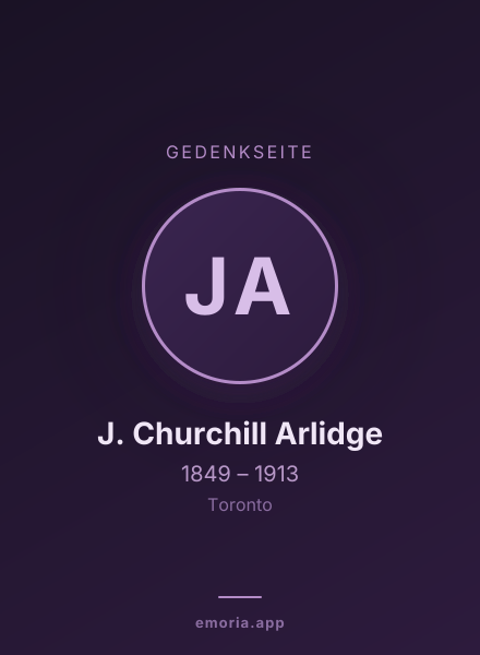 Gedenkportrait von J. Churchill Arlidge