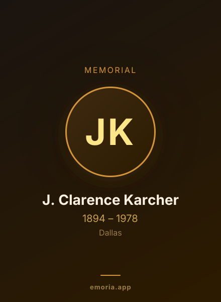 Memorial portrait of J. Clarence Karcher