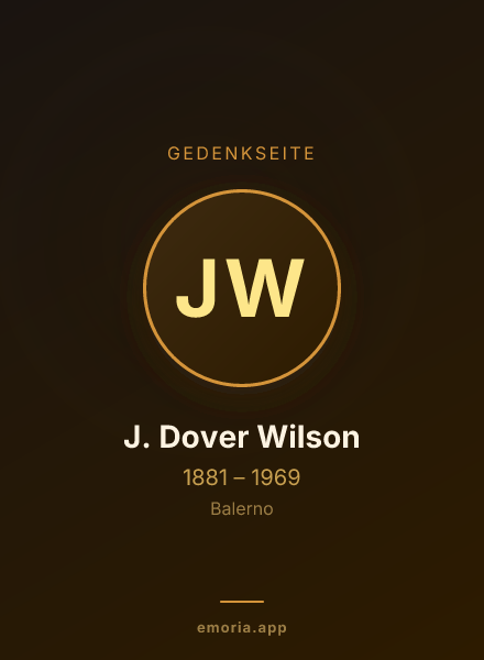 Gedenkportrait von J. Dover Wilson