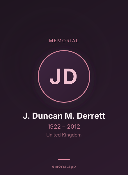Memorial portrait of J. Duncan M. Derrett