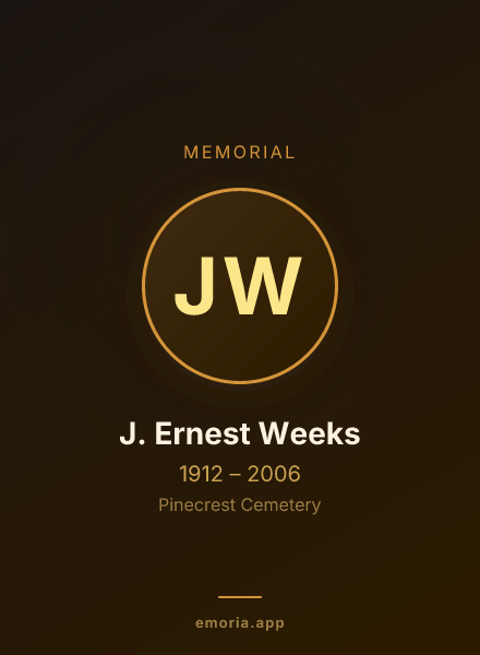 Memorial portrait of J. Ernest Weeks