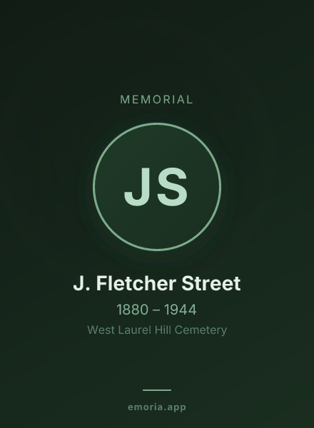 Memorial portrait of J. Fletcher Street