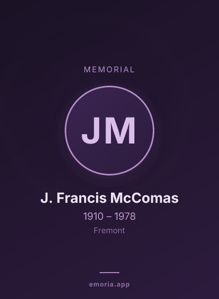 Memorial portrait of J. Francis McComas